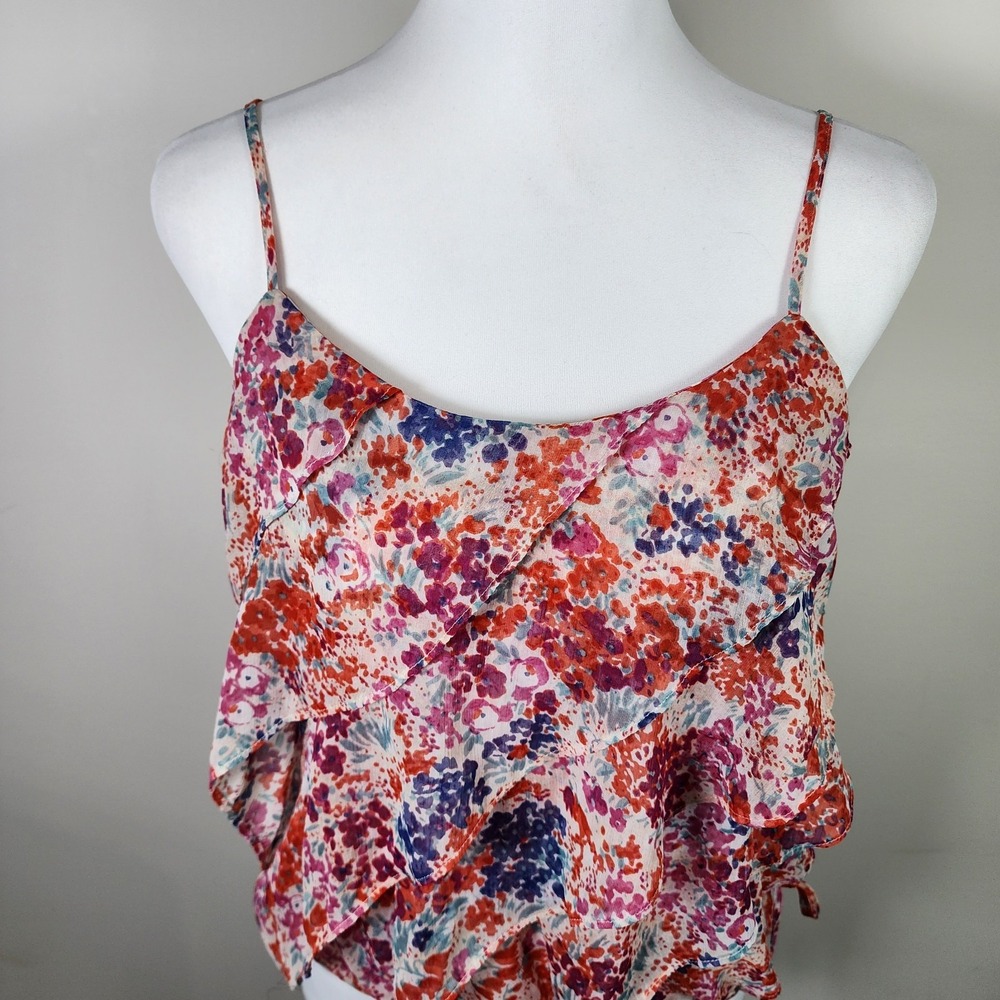 American Eagle‎ Ruffle Cami Womens Medium Tank Fairy Floral Feminine Ditsy Y2K - Picture 2 of 13
